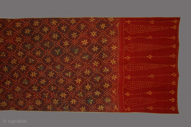 Cambodian silk shawl with resist dyed patterning, 32 x 88 inches, late 19th century. Excellent condition. The main image only shows about one half of the complete shawl whose design is symmetrical  ...