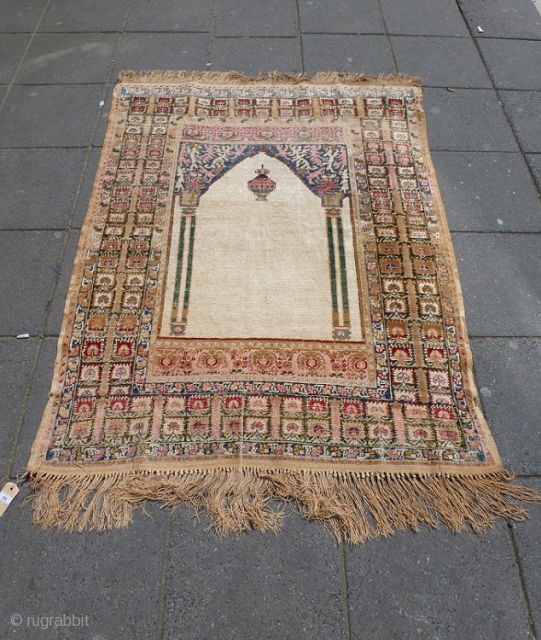 Turkish prayer rug 155x120cm, silk, beautiful colors