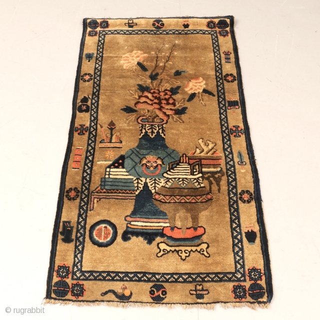 Early 1900’s Chinese Baotou (Inner Mongolia) rug. In very good condition. Size: 130cm x 73cm                  