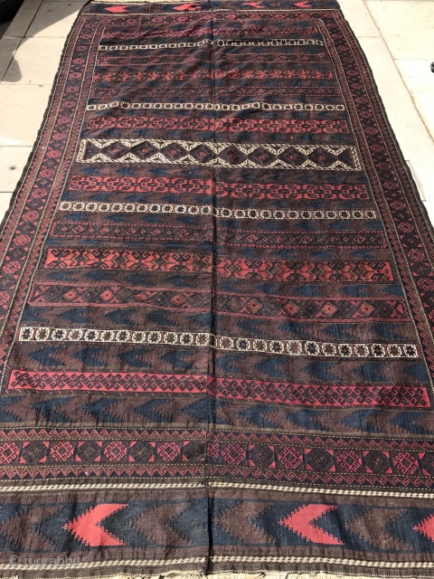  Late 19 century Baluch Kilim very fine and great colors.
Size 6x12                     