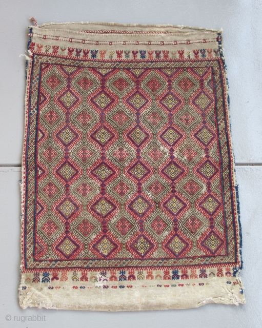 Central Anatolian Cuval ( flour sack )...Sivas ?.....circa 1850.....28" x 40"  (70cm x 100cm )...condition as found and shown.             