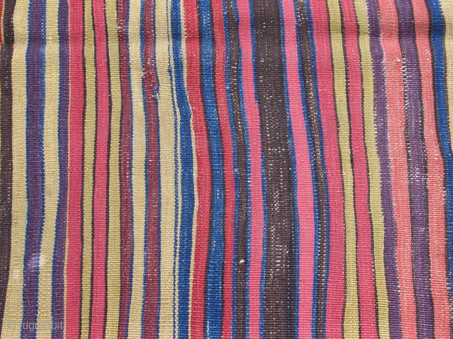 Anatolian palas kilim fragment....Konya region ( Cecimusine ? ).... c.1825.....
excellent color.....3'7" x 6'6"  (110 x 200 cm )....condition as found and shown .         