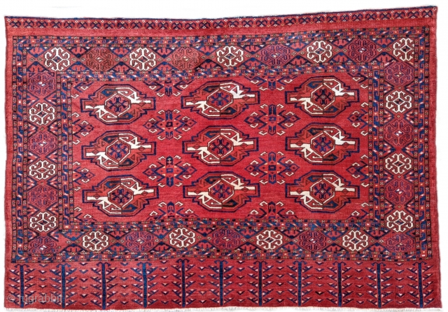 Smart, antique Kizilayak chuval. Floppy handle and fluffy wool. No repairs, natural dyes. 3'0" x 4'4".                 