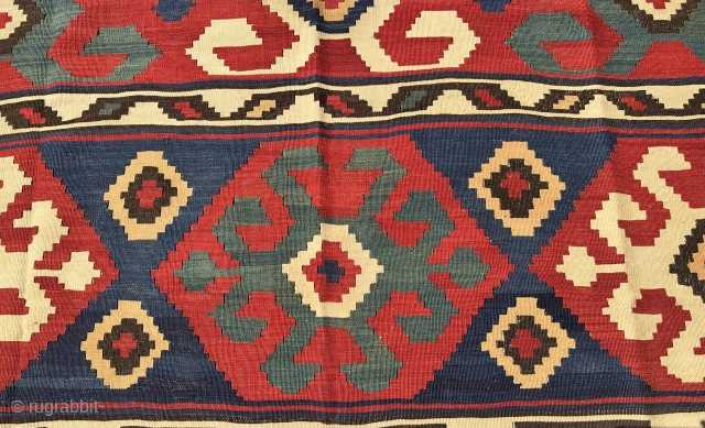 CAUCASIAN  KAZAK KILIM  CM 2,25 X 1,78 19TH CENTURY NATURAL COLORS ECELLENT CONDITION                  