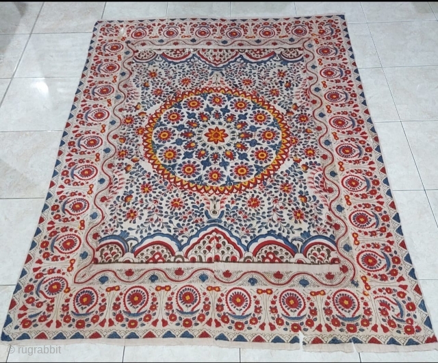 India Chintz Kalamkari Coromandel coast IndIndia 18th century or earlier cotton wood block prints hand drawn large size found inIndonesia more detail contact piguraart@gmail.com         