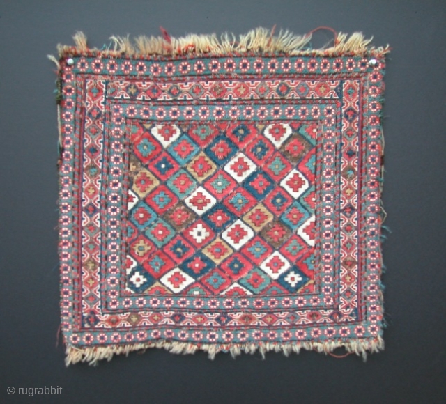  Shahsavan Soumac Bagface
 3rd Qt. 19th century or before
 NW Persia
 19.1/2" x 18"
 Wool with cotton               