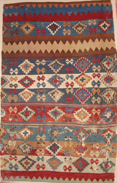 From Sonny Berntssons collection:
No 922 Adana kilim fragment mounted on cotton fabric.
77x198 cm   Circa 1870
More info if you ask.
NOTE: All e-mails are not delivered to me due to a RR  ...