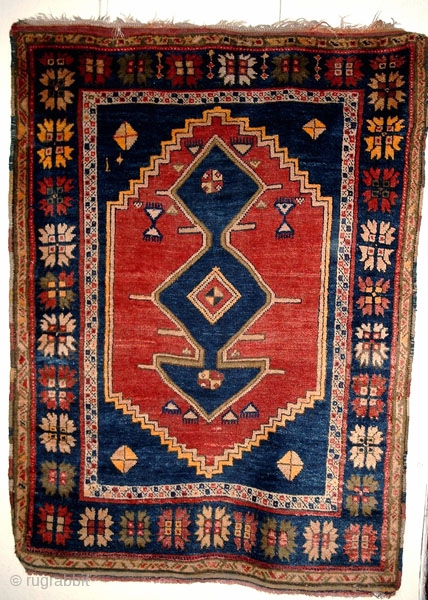 From Sonny Berntssons collection:
No 20 Konya Karapinar Isiklar paryer rug.
120 x 162 cm, circa 1880.
All organic colours.
A few small repair in the centre field.
Fringes in upper short end are folded on photo  ...