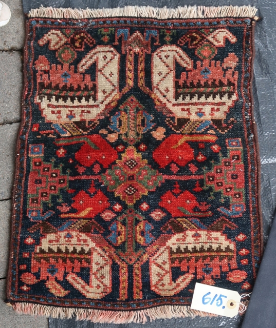 From Sonny Berntssons collection:
No 615 Afshar bag front 40 x 52 cm.
Low pile. Long sides are not original.
More info or photo if you ask.
NOTE: All E-mails are not delivered to me due  ...