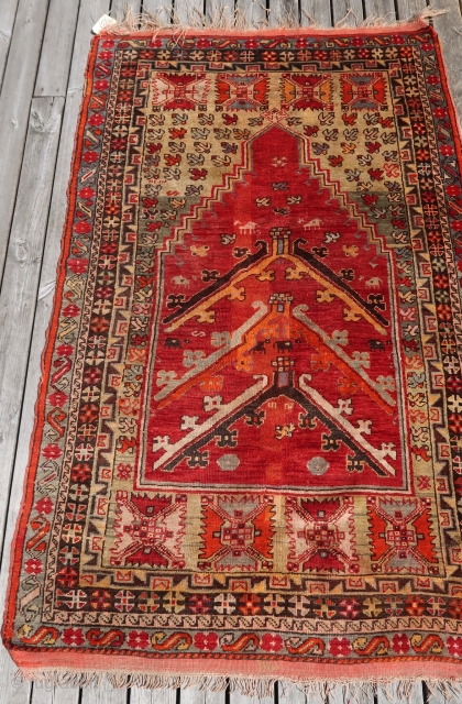 From Sonny Berntssons collection:
No 156 Tokat Samsun Ladik prayer rug. Before 1900. 110 x 175 cm
Probably woven by an Armenian woman because there are a lot of animals (sheep) and birds in  ...