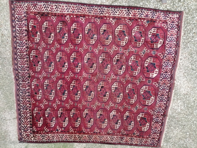 Antique square Turkmen kysil ayak mid 19th main carpet.

220x260                        