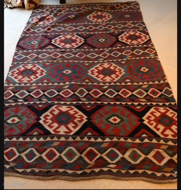 Antique shirvan Armenian kilim. Mid 19th. 
Very very good state. No repair. Full vegetal colors.

290x180                  