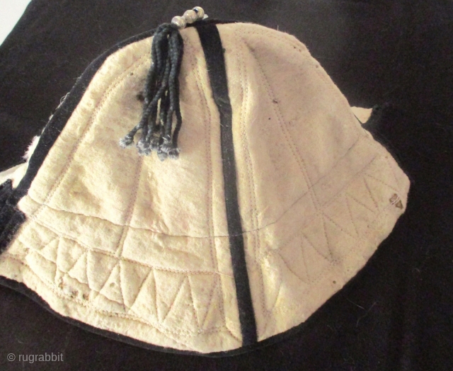 CENTRAL ASIAN HAT FROM KYRGYZSTAN - which are worn by men for ceremonial occasions. The top is made from felt which is a combination of wool and reeds pulped until they become  ...