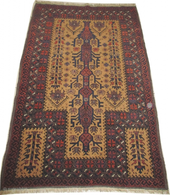 
Belutch prayer asymmetric knotted circa 1935 semi antique, 126 x 83 cm  carpet ID: BRDI-62
 The knots, the warp and the weft threads are hand spun wool. The selvages are woven  ...