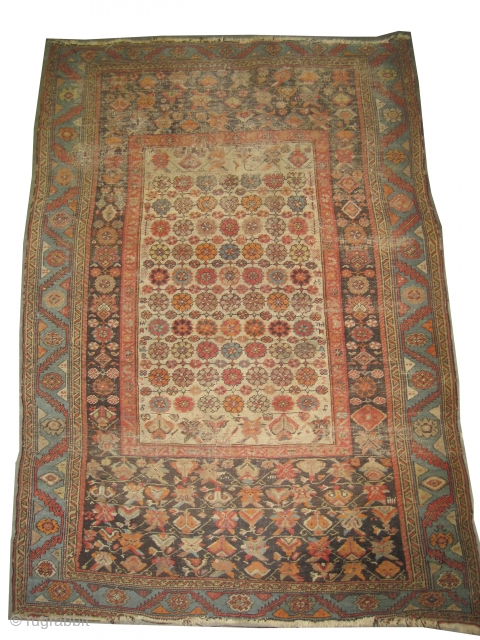 


Bakshaish-Heriz Persian knotted circa 1880 antique, collectors item, 130 x 197 cm, ID: K-3190
The knots are hand spun wool, the black knots are oxidized, the center is ivory, the background is indigo,  ...