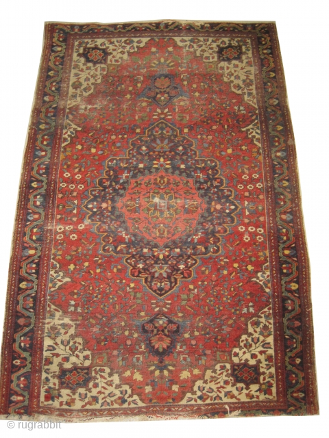 
Farahan Sarouk Persian, antique, 192 x 125 cm, ID: RSZ-1
The knots are hand spun wool, the black knots are oxidized, the background color is tomato red, the center medallion is indigo with  ...