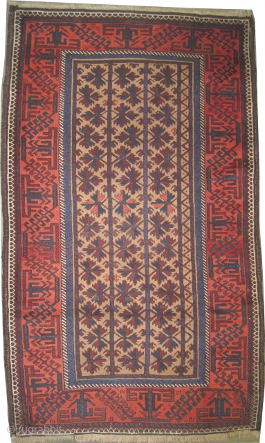 	

Belutch Persian knotted circa in 1920  antique, collector's item, 171 x 101 (cm) 5' 7" x 3' 4"  carpet ID: E-381
The black knots are oxidized, the knots are hand spun  ...