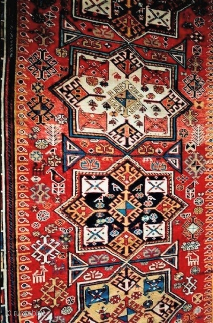 AAkstafa, earlier than most, outstanding color and design; mid-19c or before. About 5 x10 feet ( 152 x305 cm)              