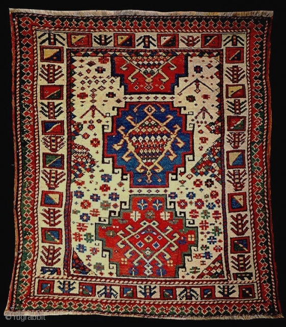 A charming 19c SW Caucasian small rug, now in a Scandinavian private collection.                    