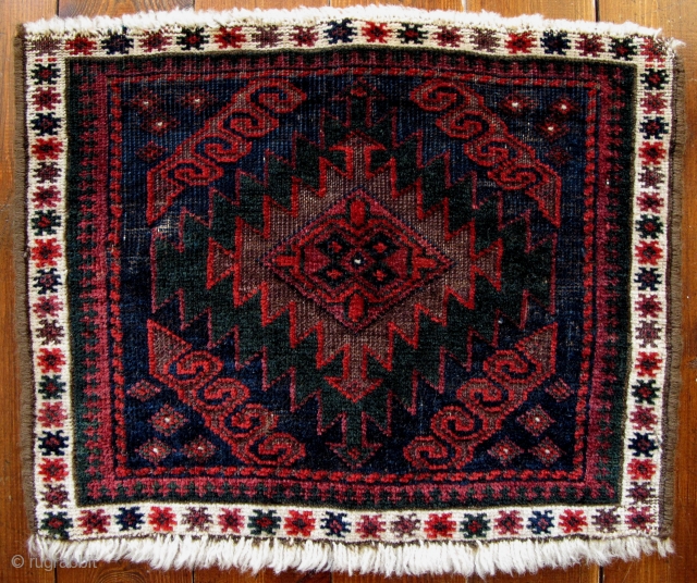 Baluch Small Bagface,42x35cm,ca 1900,beautiful all natural colors,soft and silky wool,very fine weave,slightly missing sides and ends.Yummy!                 