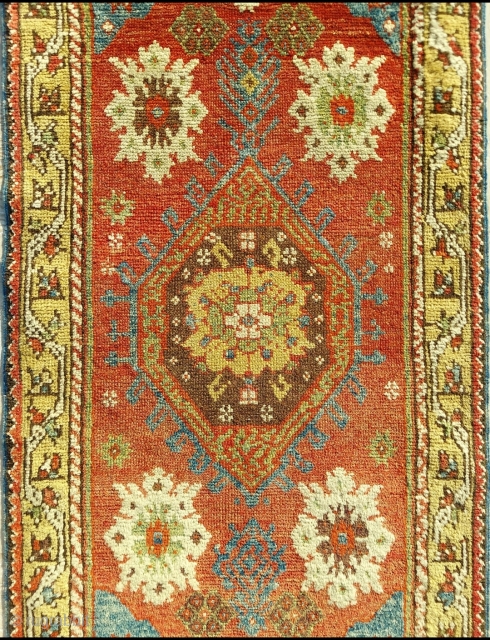 Mid.19th.Century West Anatolian Yuntdag Carpet size: 56 x 108 cm                       