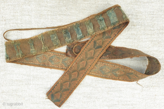 rare central asia sogdian silk samite ribbon with a rare design ca 7th century, 114x 4cm                 