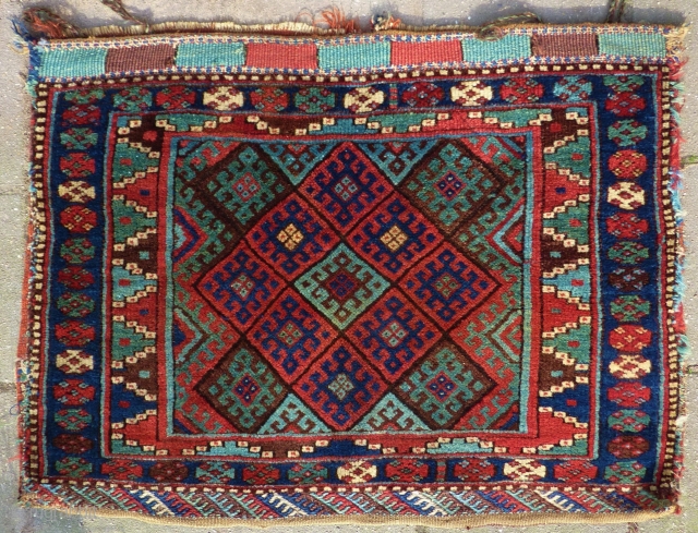 Antique Jaff Kurdish Bag 73 x 96 cm., full pile all over, all natural dyes, no repairs, washed. Pictures taken in full sunlight.          