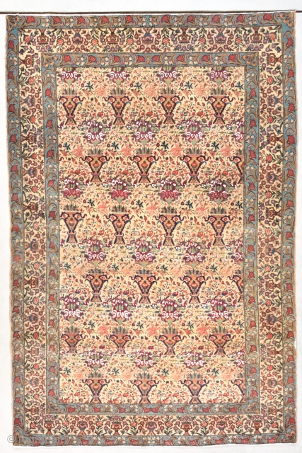 #7737 Antique Zili Sultan Persian Rug 4’6″ x 6’8″ This circa 1900 antique Zilli Sultan with Silk Persian Oriental rug measures 4’6” x 6’8” (140 x 207 cm). It is very finely  ...