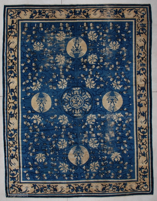 #6232 Very Antique Peking Chinese 

Size: 8’10” x 11’5″

Age: Circa 1850https://antiqueorientalrugs.com/product/6232-very-antique-peking-chinese/                      