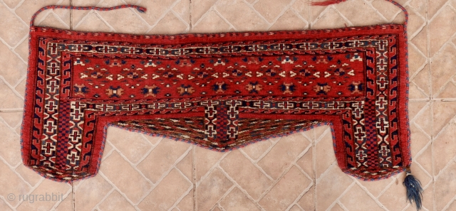 A Yomud - Göklan Khalyk, 108 x 45 cm. early 20 th. century, A fine ceremonial trapping and dowry treasure.  a- symmetrical weave.         