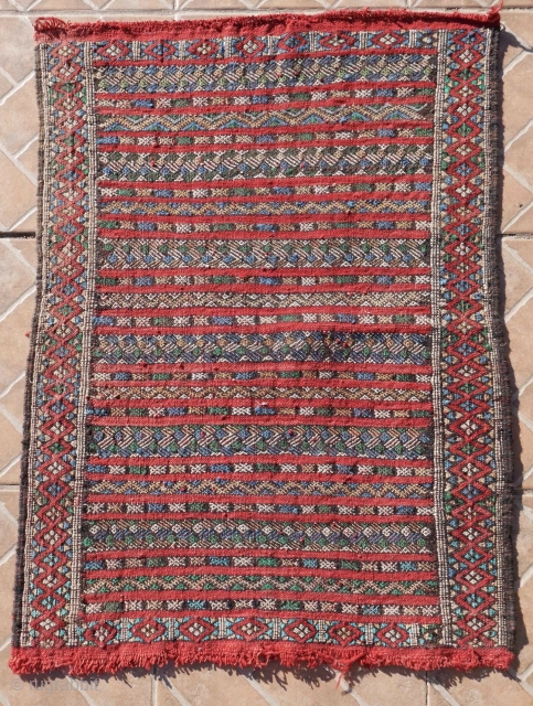 A Kurdish cicim brocade çuval,  86 x 64 cm. cotton and silk on wool, around 1920                