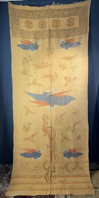 
Vintage wall textile 19c mongol or korea                          