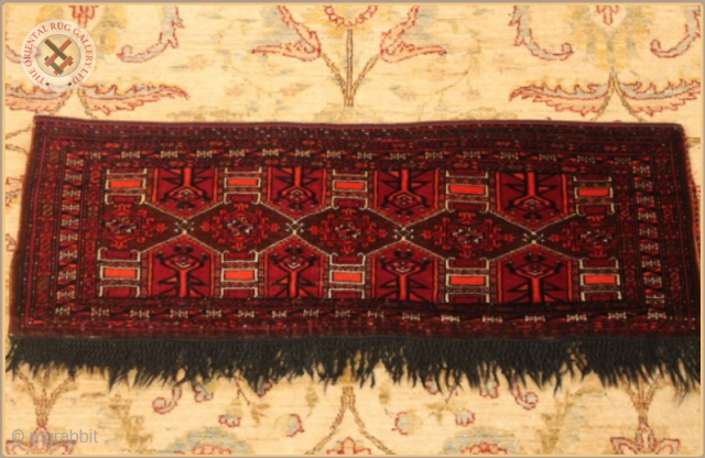 RG1151-
Antique Saryk torba circa 1880 wool,cotton and silk symmetric knots on wool foundation
Very good condition
Size : 1.12m x 0.39m  3`8" x 1`3"          