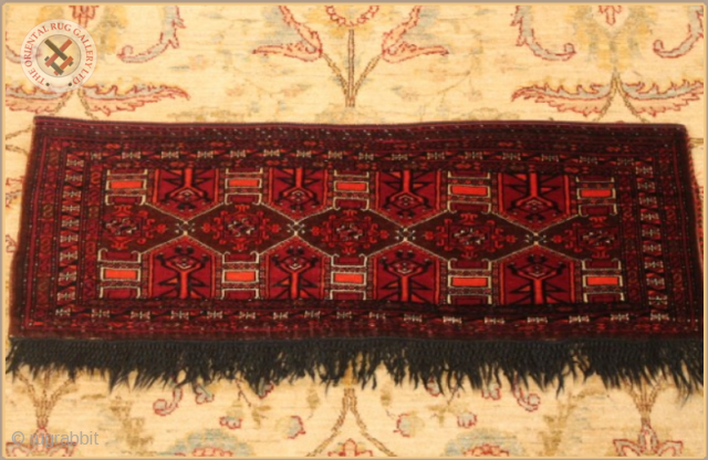 RG1151-
Antique Saryk torba circa 1880 wool,cotton and silk symmetric knots on wool foundation
Very good condition
Size : 1.12m x 0.39m  3`8" x 1`3"          