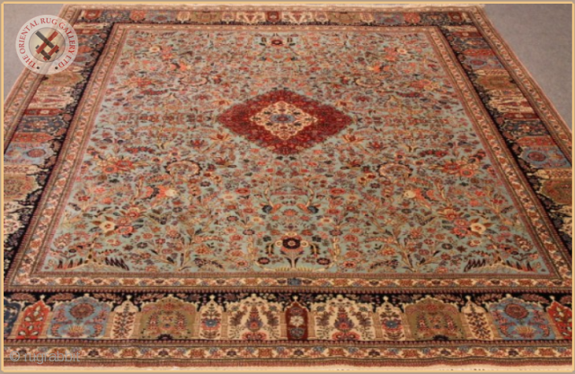 RG1056a
Antique Tabriz carpet circa 1940. signed by thewaever wool on cotton foundation
Very good condition
Size : 3.55m x 2.82m  11`8" x 9`3"           