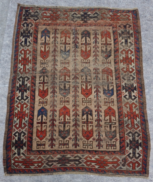 Lovely Antique Baluch rug size is (2'9" x 3'7" ft) good fair condition just shows some wears but no holes, no stains, has been hand washed professionally just recently.    