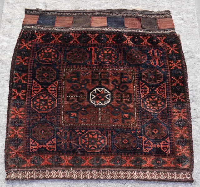 Antique Baluch Bag, ca. 1870s, size is 2'9" x 2'9" ft.(84 x 84 cm.)                   