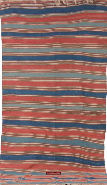 A cheerful Caucasian Kilim. Large. Good colors - will add some good spirit to a room. More photos and information on Wovensouls here: https://wovensouls.com/products/1716-antique-afshar-soumac-kilim-rug         