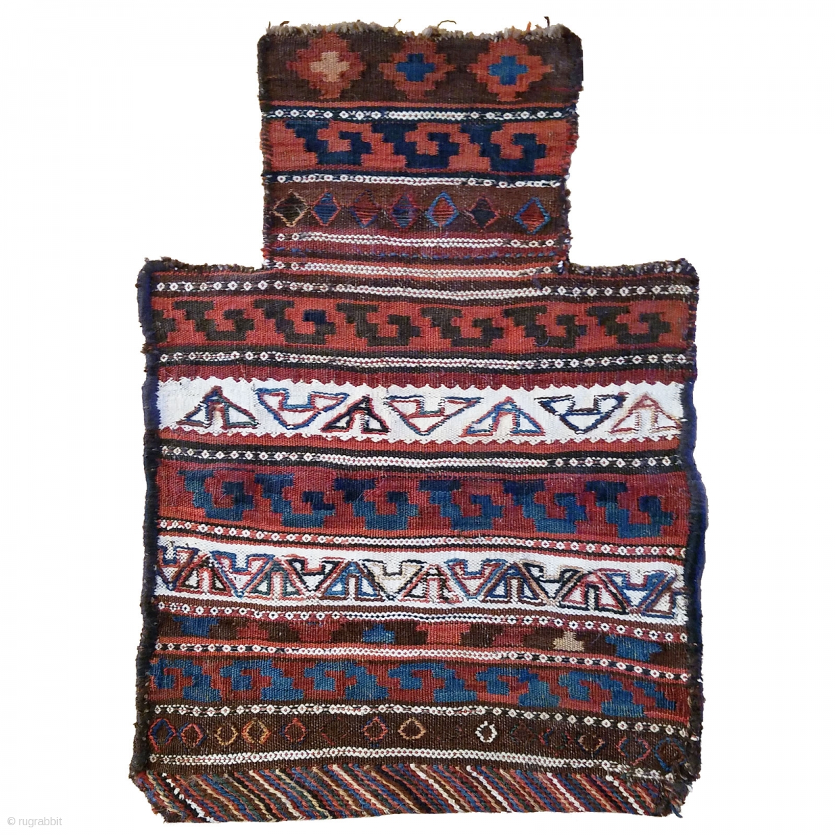 Persian Tribal Salt Bag Features Multiple Flatweave Techniques And 