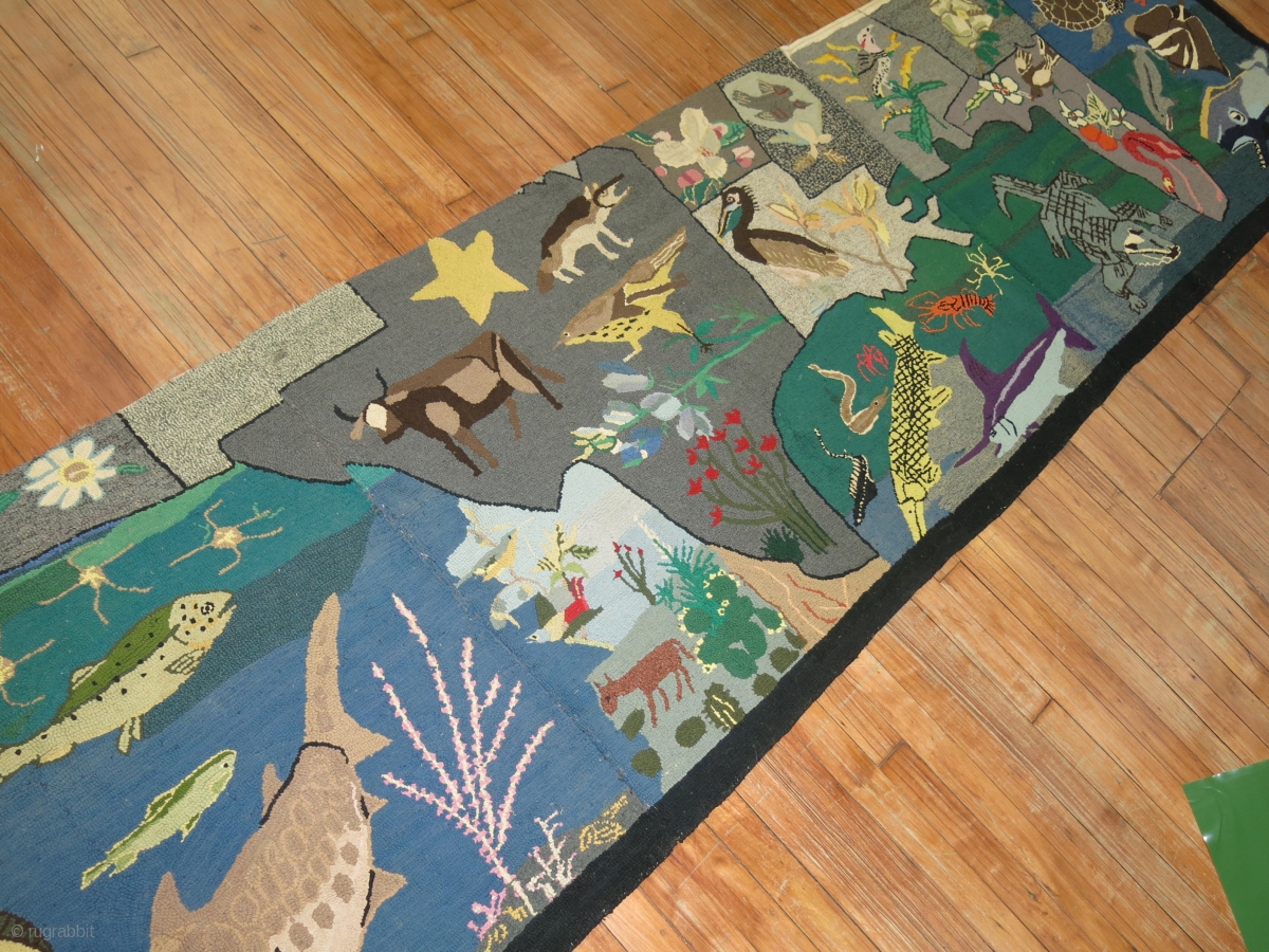 A rare American Hooked rug from the early part of the 20th century