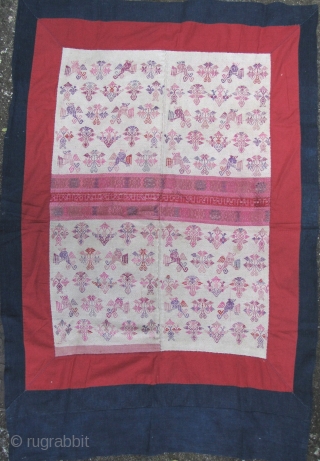 Maonan Blanket: Fine old all and spun and hand woven wedding blanket from the tiny Maonan minority group living in Guangxi and Guizhou province, circa 1940 to 1960. This piece is very  ...