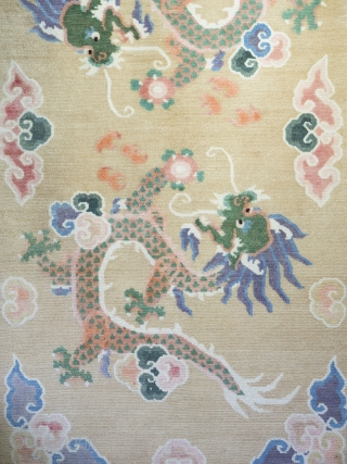 Tibetan Khaden Rug


Dating to circa 1970 and in superb, original condition.  Featuring a simple, elegant design which has been well drawn in wonderful pastel tones.



Tibetan carpets were only made in a few formats  ...