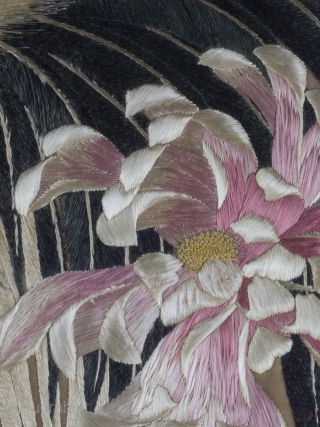 Exceptional Framed Meiji Embroidery

A large framed embroidery from Meiji Japan (1868 - 1912) featuring a family of hens amongst Peonies, the expert use of negative space making it reminiscent of the best Kacho-e woodblock prints.

An  ...