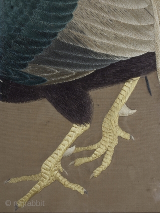 Exceptional Framed Meiji Embroidery

A large framed embroidery from Meiji Japan (1868 - 1912) featuring a family of hens amongst Peonies, the expert use of negative space making it reminiscent of the best Kacho-e woodblock prints.

An  ...