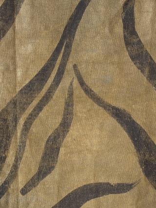 A highly decorative and very rare Indian Tiger painting. Gilt and oil pigments on cotton cloth.  150cm x 106cm (59 x 42 inches)

The painting is part of a tradition going back to  ...