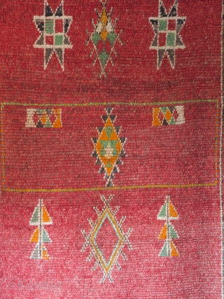 Antique Pink Moroccan Berber Rug

An exceptionally pretty, rare antique Berber carpet. Circa 1920. 253 cm x 158 cm.

Originally a uniform deep red, the ground has aged wonderfully, the whole length and breadth  ...