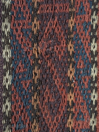 Antique Ersari Flatweave Tribal Rug

Large and decorative Turkoman tribal rug probably Turkmenistan, circa 1870. 
280 cm x 170 cm. (110 inch x 67 inch). Wool on wool with additional pattern forming wefts of Zilli weave in  ...