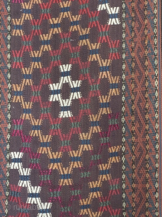 Antique Ersari Flatweave Tribal Rug

Large and decorative Turkoman tribal rug probably Turkmenistan, circa 1870. 
280 cm x 170 cm. (110 inch x 67 inch). Wool on wool with additional pattern forming wefts of Zilli weave in  ...