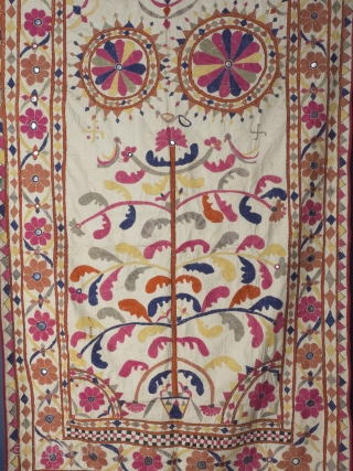 Embroidered Quilt Cover, India circa 1930’s/40’s, probably Gujurati. Handwoven cotton base with silk embroidery and mirrors. 97 x 168 cm (38 x 66 inches). Provenance: The Carol Summers Collection of Indian Folk  ...