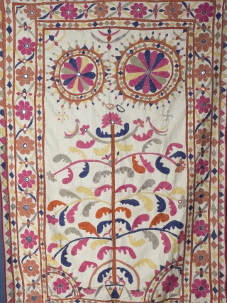 Embroidered Quilt Cover, India circa 1930’s/40’s, probably Gujurati. Handwoven cotton base with silk embroidery and mirrors. 97 x 168 cm (38 x 66 inches). Provenance: The Carol Summers Collection of Indian Folk  ...